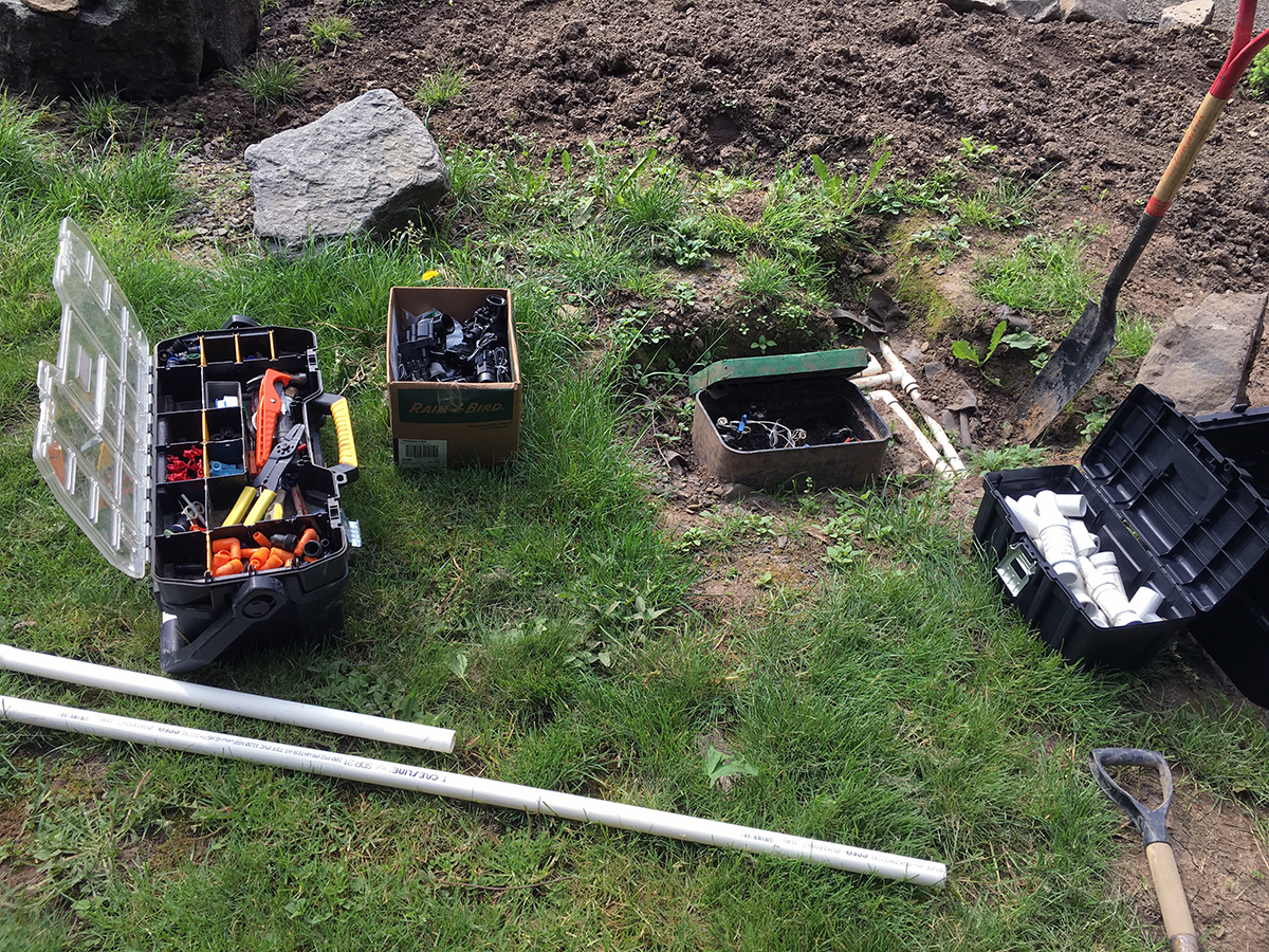 Tools on top of grass