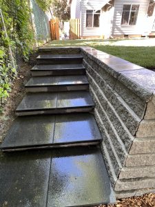 Hardscape stairs installed at a Portland home