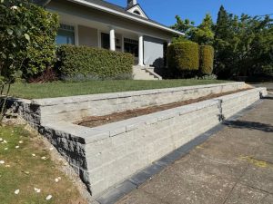 retaining wall hardscape project at a home in Portland